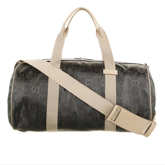 NWOT GUCCI Monogram Gray Cream Whitw Nylon Leather Off The Grid Duffle Bag Strap - Picture 2 of 8